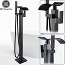 GobekUsa Black Bronze Bathtub Mixer Faucet | Single Handle Waterfall Tub Fixture