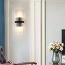 GobekUsa Modernist Half-Light Pipe Wall Sconce Lamp: Metal & Crystal, Black Finish – Perfect for Dining Room