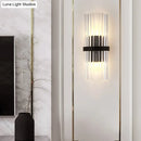 GobekUsa Modernist Half-Light Pipe Wall Sconce Lamp: Metal & Crystal, Black Finish – Perfect for Dining Room