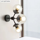 GobekUsa Sleek Black Glass Wall Mounted Vanity Light with 3 Spherical Bulbs - Modern Bathroom Lighting