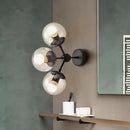 GobekUsa Sleek Black Glass Wall Mounted Vanity Light with 3 Spherical Bulbs - Modern Bathroom Lighting
