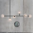 GobekUsa Modern Black Metal Chandelier with Glass Bubble Shade – 6-Light Restaurant Hanging Pendant for Stylish Ambiance
