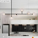 GobekUsa Modern Black Metal Chandelier with Glass Bubble Shade – 6-Light Restaurant Hanging Pendant for Stylish Ambiance