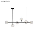 GobekUsa Modern Black Metal Chandelier with Glass Bubble Shade – 6-Light Restaurant Hanging Pendant for Stylish Ambiance
