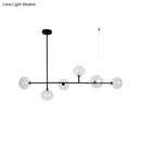 GobekUsa Modern Black Metal Chandelier with Glass Bubble Shade – 6-Light Restaurant Hanging Pendant for Stylish Ambiance