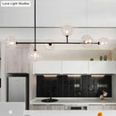 GobekUsa Modern Black Metal Chandelier with Glass Bubble Shade – 6-Light Restaurant Hanging Pendant for Stylish Ambiance
