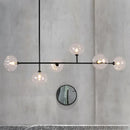 GobekUsa Modern Black Metal Chandelier with Glass Bubble Shade – 6-Light Restaurant Hanging Pendant for Stylish Ambiance
