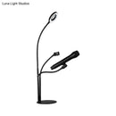 GobekUsa Contemporary Metal Circular Vanity Light with USB LED Fill Lighting and Mobile Phone Support - Sleek Black Finish