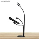 GobekUsa Contemporary Metal Circular Vanity Light with USB LED Fill Lighting and Mobile Phone Support - Sleek Black Finish