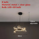 GobekUsa Clear Glass LED Chandelier: Modern Nordic Hall Parlor Lighting Fixture