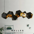 GobekUsa Black Metal DNA Chandelier: Nordic, Modern, Creative Island Light for Bar and Restaurant.