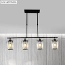 GobekUsa Modern Black Metal Island Chandelier with Cylindrical Crystal Shade - 3/4 Heads