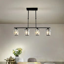 GobekUsa Modern Black Metal Island Chandelier with Cylindrical Crystal Shade - 3/4 Heads