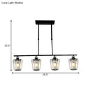 GobekUsa Modern Black Metal Island Chandelier with Cylindrical Crystal Shade - 3/4 Heads