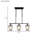 GobekUsa Modern Black Metal Island Chandelier with Cylindrical Crystal Shade - 3/4 Heads