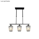 GobekUsa Modern Black Metal Island Chandelier with Cylindrical Crystal Shade - 3/4 Heads