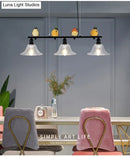 GobekUsa Contemporary Metal Island Pendant Lighting with Cone Glass Shades - Set of 3 Lights