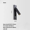 GobekUsa LED Wall Lamp with Switch, USB Port, Rotatable - Bedroom Reading Light