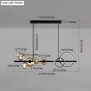 GobekUsa Modern 5-Light Black Metal Pendant Lighting with Spherical Glass for Dining Table