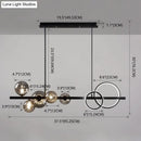 GobekUsa Modern 5-Light Black Metal Pendant Lighting with Spherical Glass for Dining Table