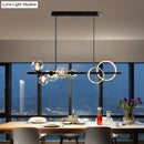 GobekUsa Modern 5-Light Black Metal Pendant Lighting with Spherical Glass for Dining Table