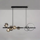 GobekUsa Modern 5-Light Black Metal Pendant Lighting with Spherical Glass for Dining Table