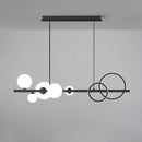 GobekUsa Modern 5-Light Black Metal Pendant Lighting with Spherical Glass for Dining Table