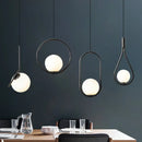 GobekUsa Black Metal Ring Pendant Lights Glass Ball LED Lighting Fixture