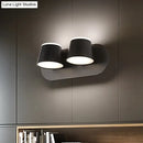 GobekUsa Modern 1/2/3-Light Bedroom Wall Sconce with Cone Metal Shade - White/Black Vanity Lighting Fixture in White Light