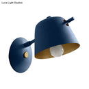 GobekUsa Modern Flare Wall Mount Sconce with 1 Head, Metal Shade, in Black/White/Blue
