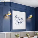 GobekUsa Modern Flare Wall Mount Sconce with 1 Head, Metal Shade, in Black/White/Blue