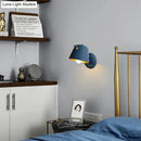 GobekUsa Modern Flare Wall Mount Sconce with 1 Head, Metal Shade, in Black/White/Blue
