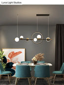 GobekUsa Karen's 6 Light Modern Black Metal Spherical Glass Island Pendant Lighting for Dining Room