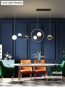 GobekUsa Karen's 6 Light Modern Black Metal Spherical Glass Island Pendant Lighting for Dining Room