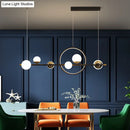 GobekUsa Karen's 6 Light Modern Black Metal Spherical Glass Island Pendant Lighting for Dining Room