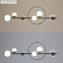 GobekUsa Karen's 6 Light Modern Black Metal Spherical Glass Island Pendant Lighting for Dining Room