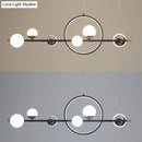 GobekUsa Karen's 6 Light Modern Black Metal Spherical Glass Island Pendant Lighting for Dining Room