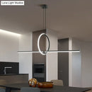 GobekUsa Modern Black Metal Stick and Ring LED Pendant Lamp for Dining Room Island