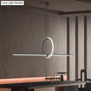 GobekUsa Modern Black Metal Stick and Ring LED Pendant Lamp for Dining Room Island