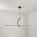 GobekUsa Modern Black Metal Stick and Ring LED Pendant Lamp for Dining Room Island