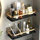 Modern black metal tiered bathroom corner shelves storage rack by Decorbites