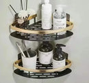 Modern black metal tiered bathroom corner shelves storage rack by Decorbites