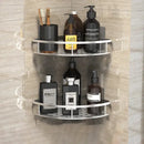 Modern black metal tiered bathroom corner shelves storage rack by Decorbites