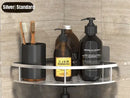 Modern black metal tiered bathroom corner shelves storage rack by Decorbites