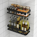 Modern black metal tiered bathroom corner shelves storage rack by Decorbites