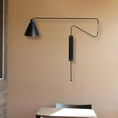 GobekUsa Metal Wall Lamp with Long Curved Arm & Rotatable Cone Shade - Antique Coffee/Black/Gold Finish - Ideal for Living Room