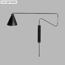 GobekUsa Metal Wall Lamp with Long Curved Arm & Rotatable Cone Shade - Antique Coffee/Black/Gold Finish - Ideal for Living Room