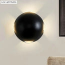 GobekUsa Modern Metal Outdoor Wall Light in Circular Design, with 4 LED Bulbs, Black Finish in Warm/White