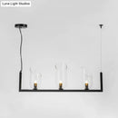 GobekUsa Modern Black Metallic Linear Chandelier with Oblique Clear Shade, LED Pendant Light - Warm/White Illumination