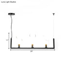 GobekUsa Modern Black Metallic Linear Chandelier with Oblique Clear Shade, LED Pendant Light - Warm/White Illumination
